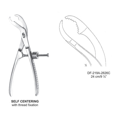 Self Centering Bone Holding Forceps 24cm With Thread Fixation  (DF-219A-2626C)