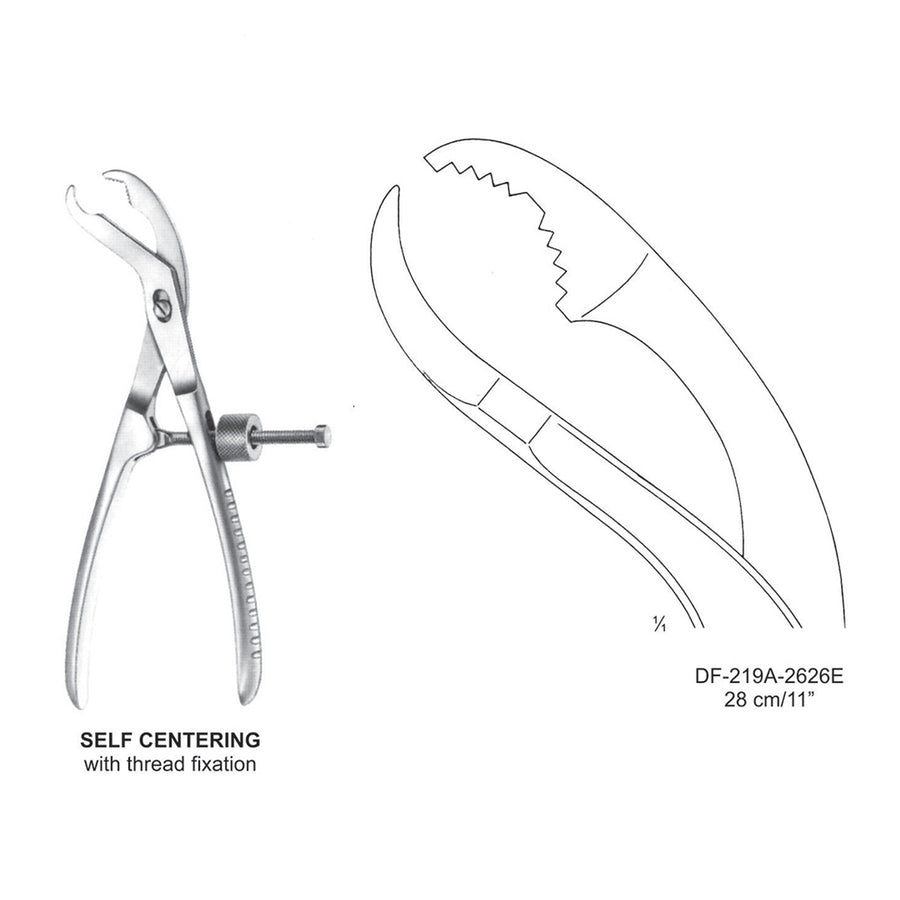 Self Centering Bone Holding Forceps 28cm With Thread Fixation  (DF-219A-2626E) by Dr. Frigz