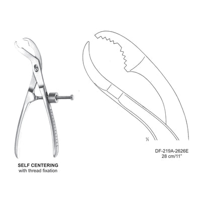 Self Centering Bone Holding Forceps 28cm With Thread Fixation  (DF-219A-2626E)