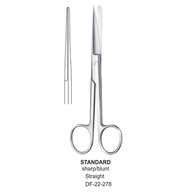 Standard Operating Scissors, Straight, Sharp-Blunt, 10.5cm (DF-22-278)