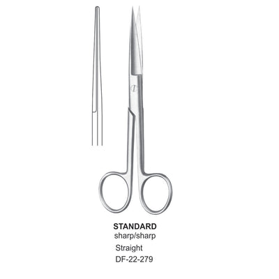 Standard Operating Scissors, Straight, Sharp-Sharp, 10.5cm (DF-22-279)