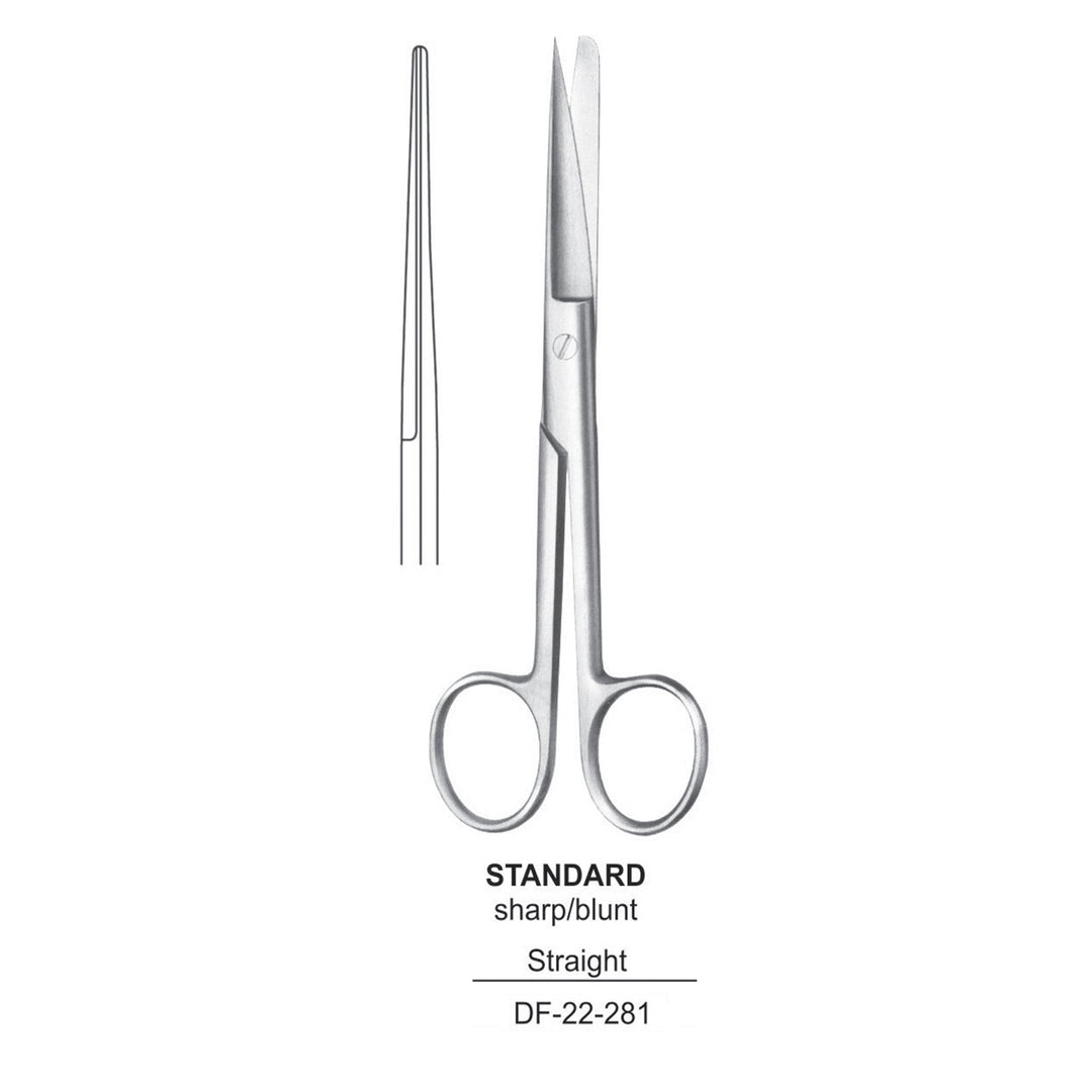 Standard Operating Scissors, Straight, Sharp-Blunt, 11.5cm  (DF-22-281) by Dr. Frigz