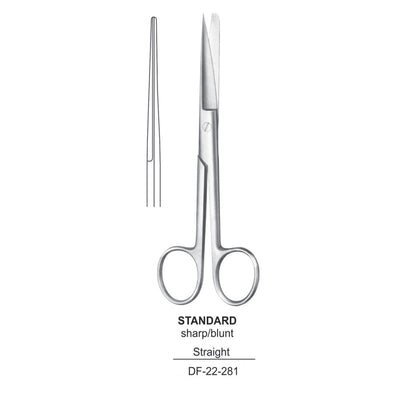 Standard Operating Scissors, Straight, Sharp-Blunt, 11.5cm (DF-22-281)