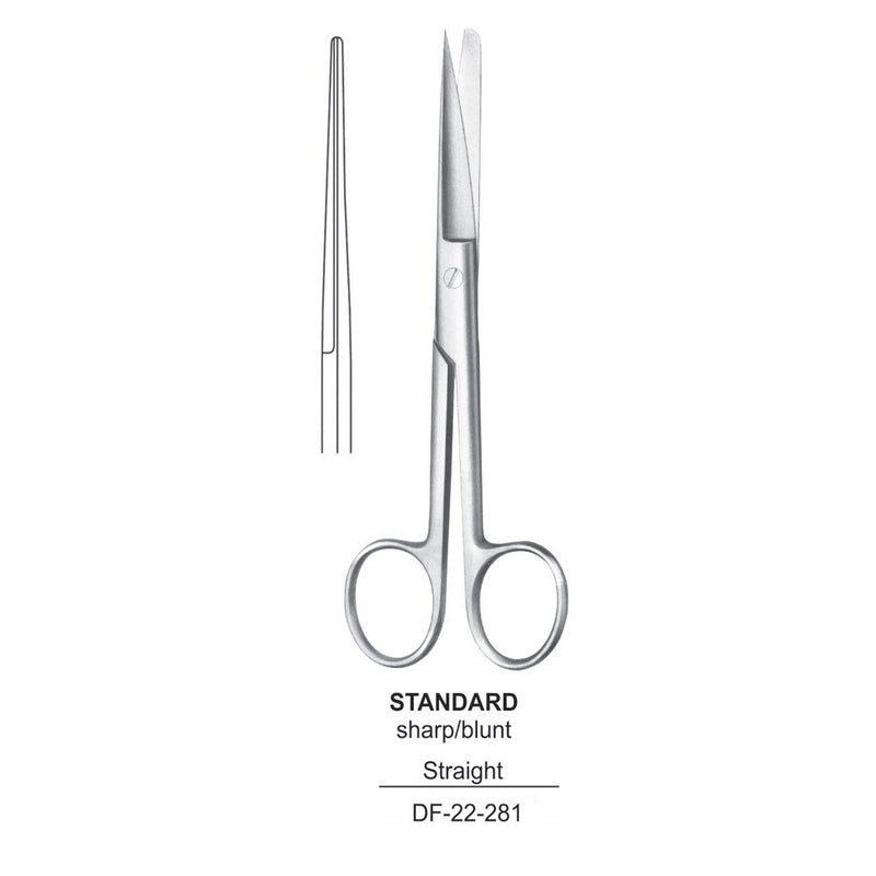 Standard Operating Scissors, Straight, Sharp-Blunt, 11.5cm  (DF-22-281) by Dr. Frigz