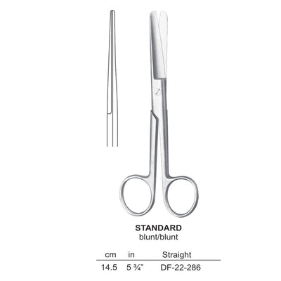 Standard Operating Scissors, Straight, Blunt-Blunt, 14.5cm (DF-22-286)