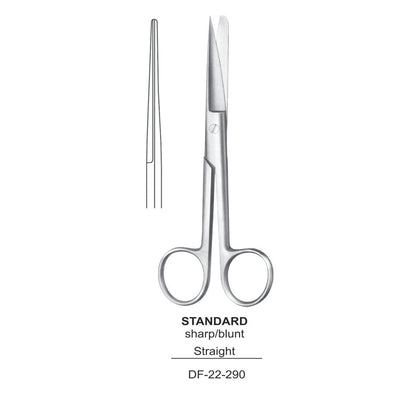 Standard Operating Scissors, Straight, Sharp-Blunt, 15.5cm (DF-22-290)