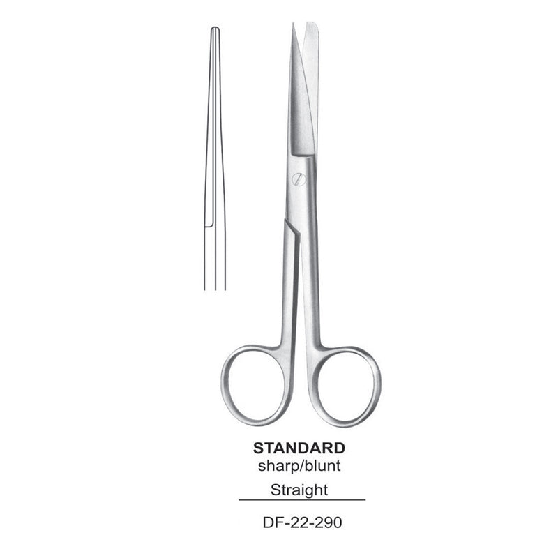 Standard Operating Scissors, Straight, Sharp-Blunt, 15.5cm  (DF-22-290) by Dr. Frigz