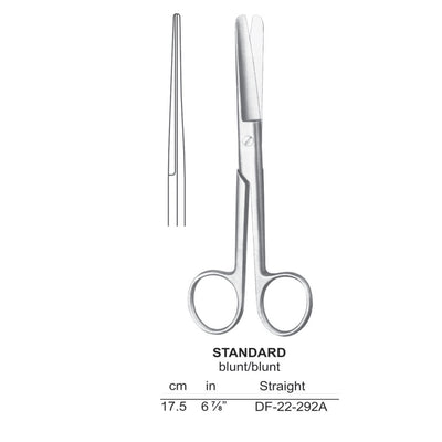 Standard Operating Scissors, Straight, Blunt-Blunt, 17.5cm  (DF-22-292A) by Dr. Frigz