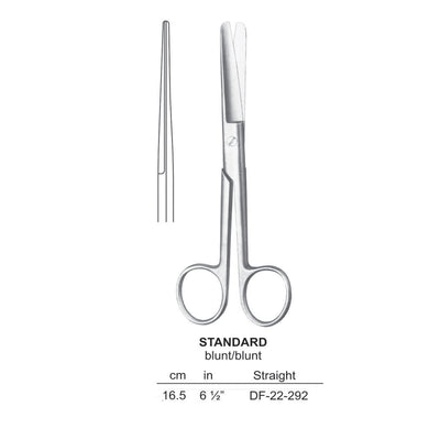 Standard Operating Scissors, Straight, Blunt-Blunt, 16.5cm (DF-22-292)