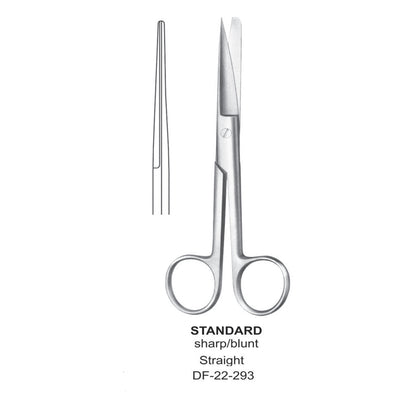 Standard Operating Scissors, Straight, Sharp-Blunt, 16.5cm  (DF-22-293) by Dr. Frigz