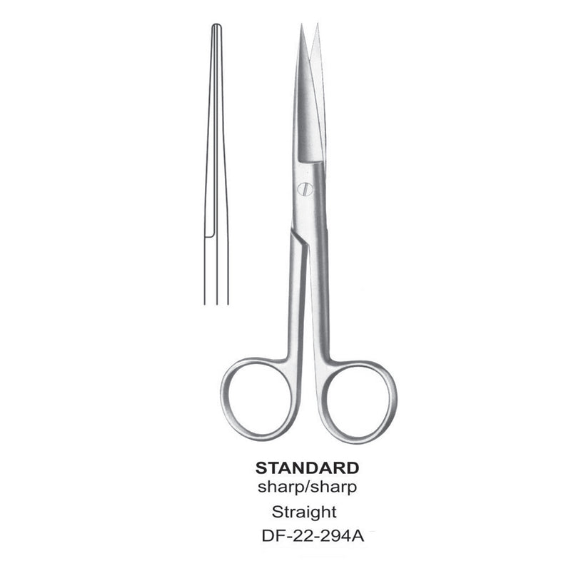 Standard Operating Scissors, Straight, Sharp-Sharp, 17.5cm  (DF-22-294A) by Dr. Frigz