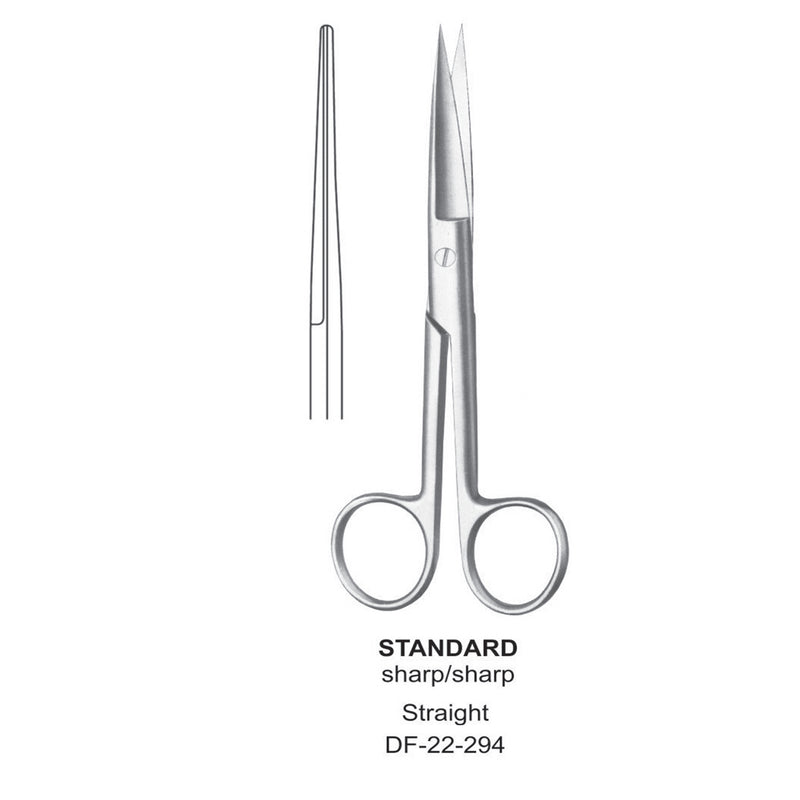 Standard Operating Scissors, Straight, Sharp-Sharp, 16.5cm  (DF-22-294) by Dr. Frigz