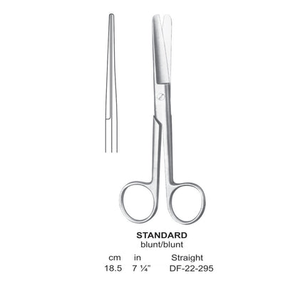 Standard Operating Scissors, Straight, Blunt-Blunt, 18.5cm (DF-22-295)