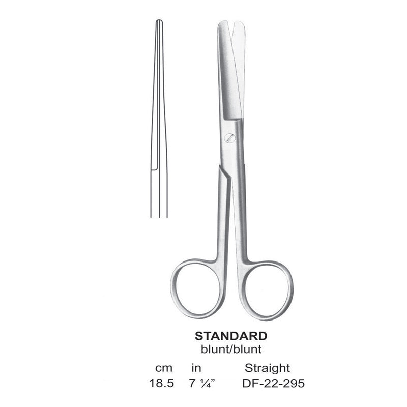 Standard Operating Scissors, Straight, Blunt-Blunt, 18.5cm  (DF-22-295) by Dr. Frigz