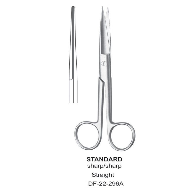 Standard Operating Scissors, Straight, Sharp-Sharp, 18.5cm  (DF-22-296A) by Dr. Frigz