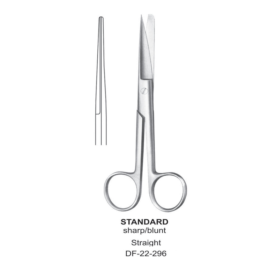 Standard Operating Scissors, Straight, Sharp-Blunt, 18.5cm  (DF-22-296) by Dr. Frigz