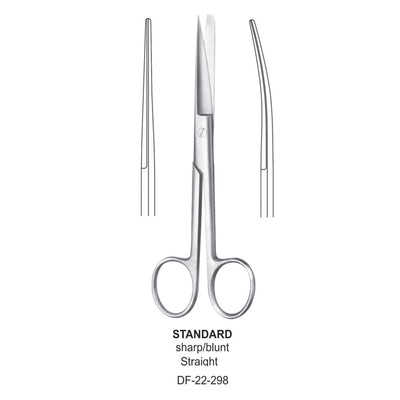 Standard Operating Scissors, Straight, Sharp-Blunt, 20cm (DF-22-298)