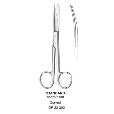 Standard Operating Scissors, Curved, Sharp-Blunt, 11.5cm (DF-22-300)