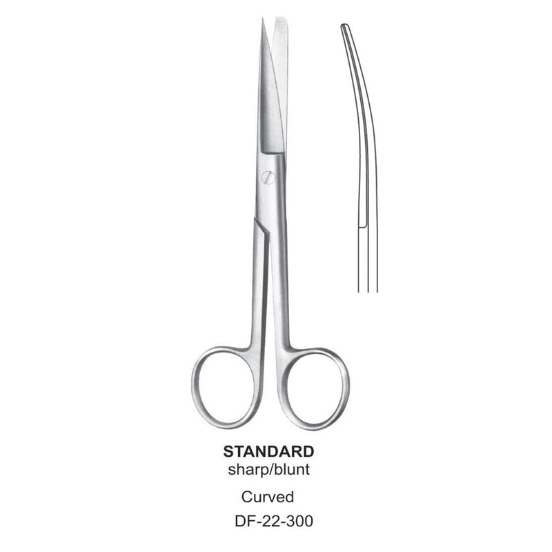 Standard Operating Scissors, Curved, Sharp-Blunt, 11.5cm  (DF-22-300) by Dr. Frigz