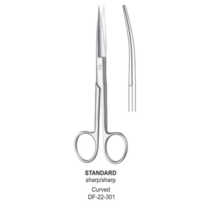 Standard Operating Scissors, Curved, Sharp-Sharp, 11.5cm (DF-22-301)
