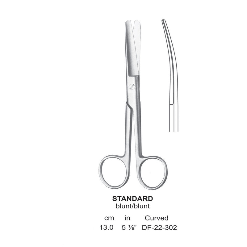 Standard Operating Scissors, Curved, Blunt-Blunt, 13cm  (DF-22-302) by Dr. Frigz
