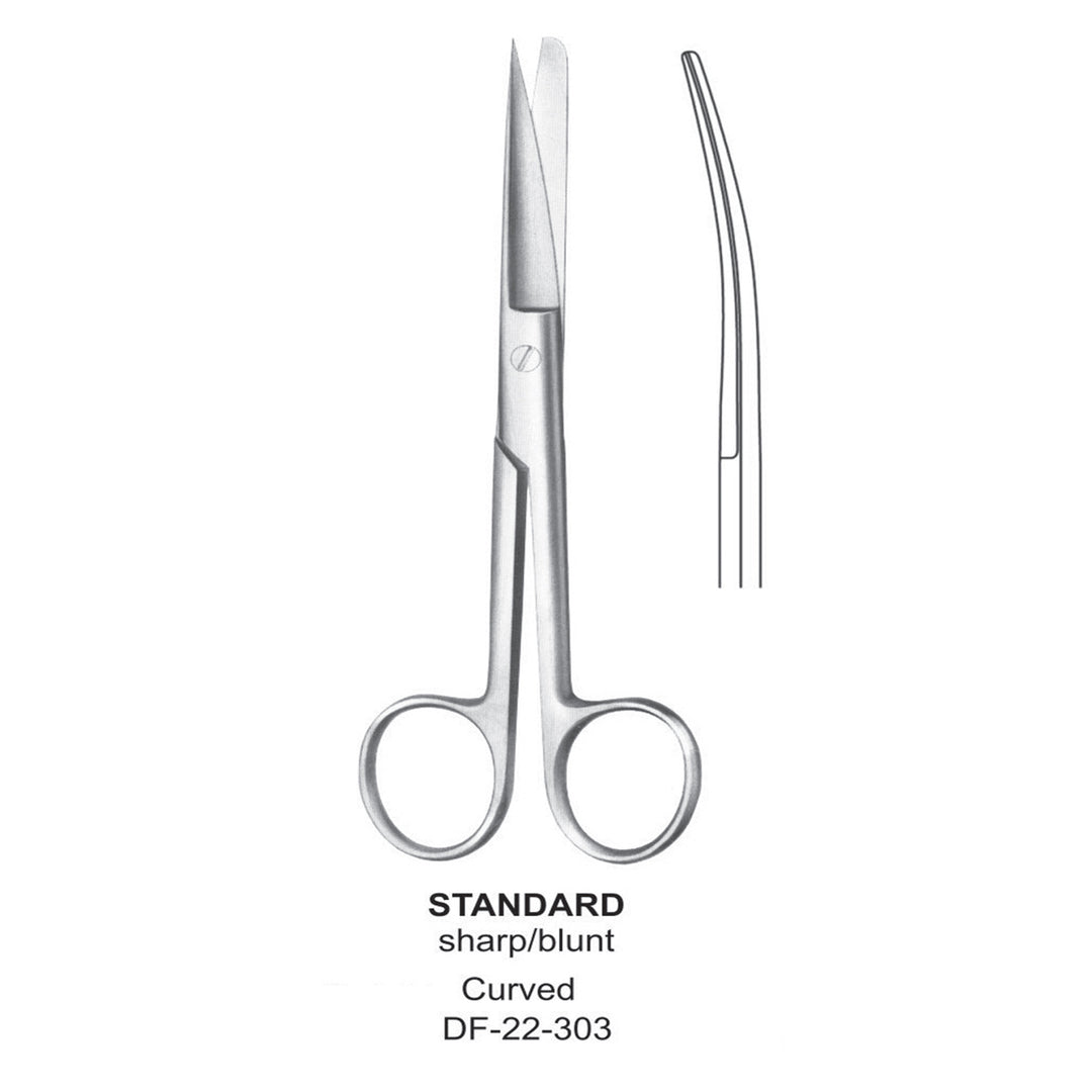 Standard Operating Scissors, Curved, Sharp-Blunt, 13cm  (DF-22-303) by Dr. Frigz