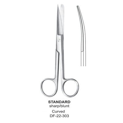 Standard Operating Scissors, Curved, Sharp-Blunt, 13cm  (DF-22-303) by Dr. Frigz