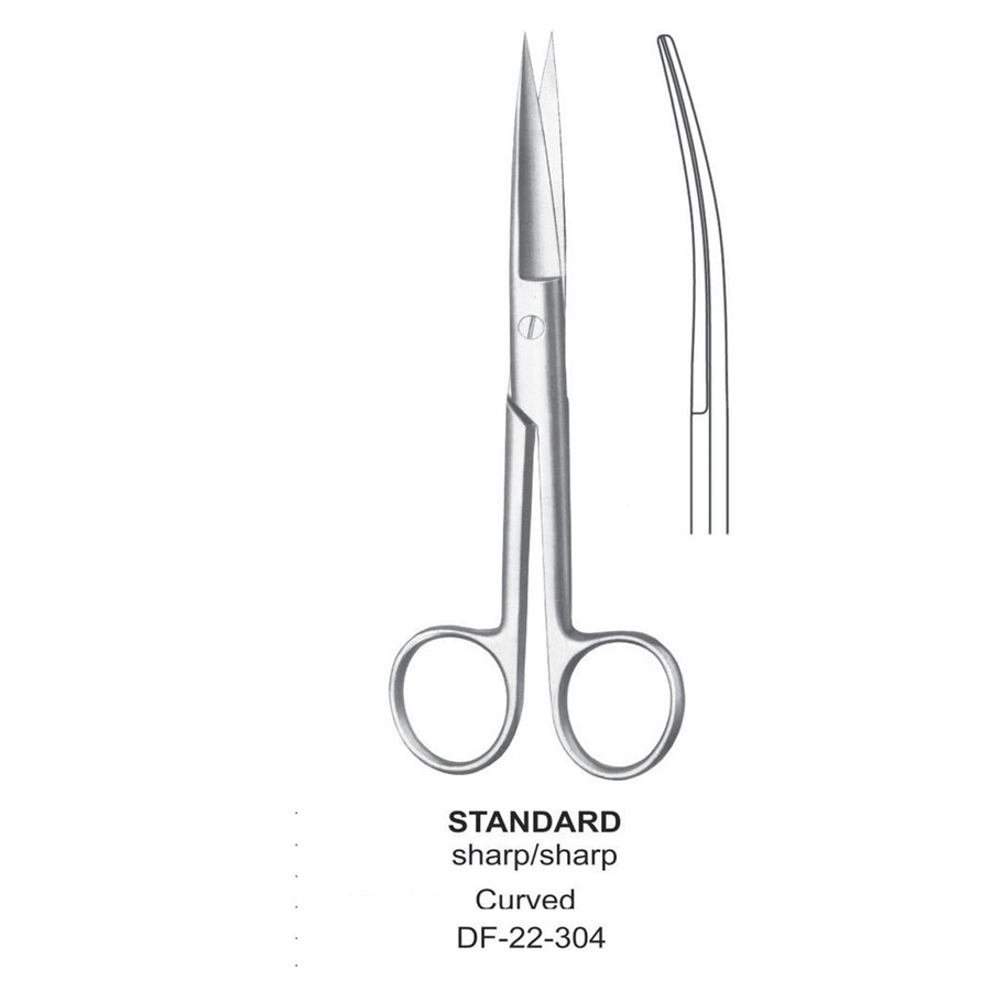 Standard Operating Scissors, Curved, Sharp-Sharp, 13cm  (DF-22-304) by Dr. Frigz