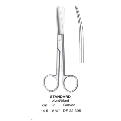 Standard Operating Scissors, Curved, Blunt-Blunt, 14.5cm  (DF-22-305) by Dr. Frigz