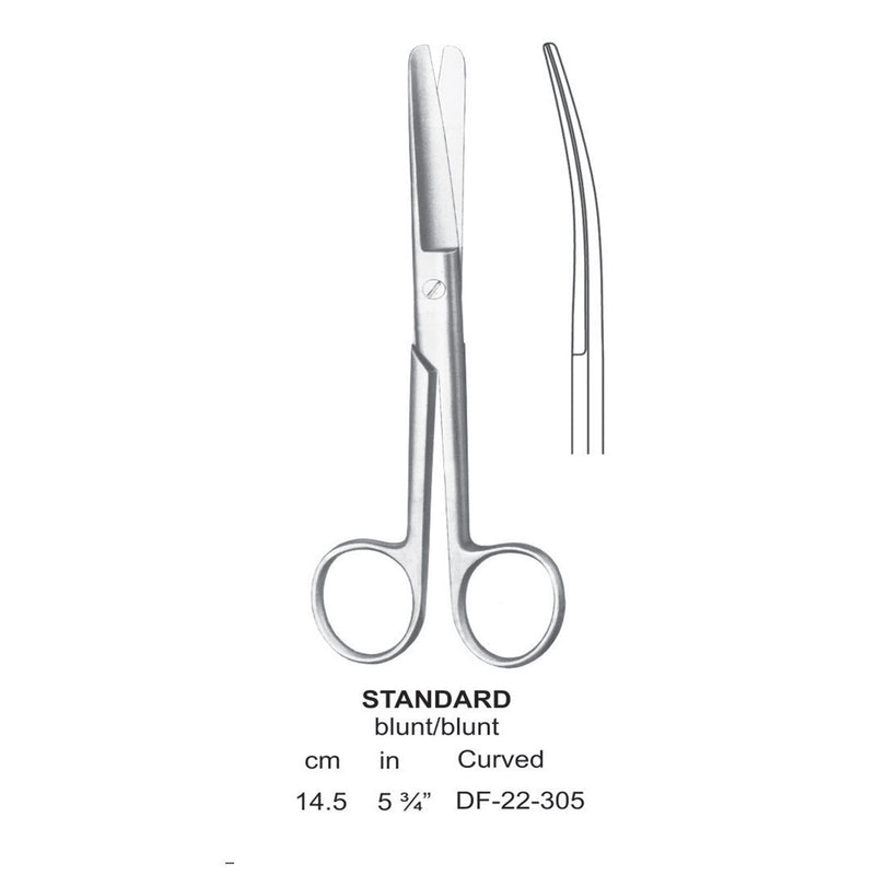 Standard Operating Scissors, Curved, Blunt-Blunt, 14.5cm  (DF-22-305) by Dr. Frigz