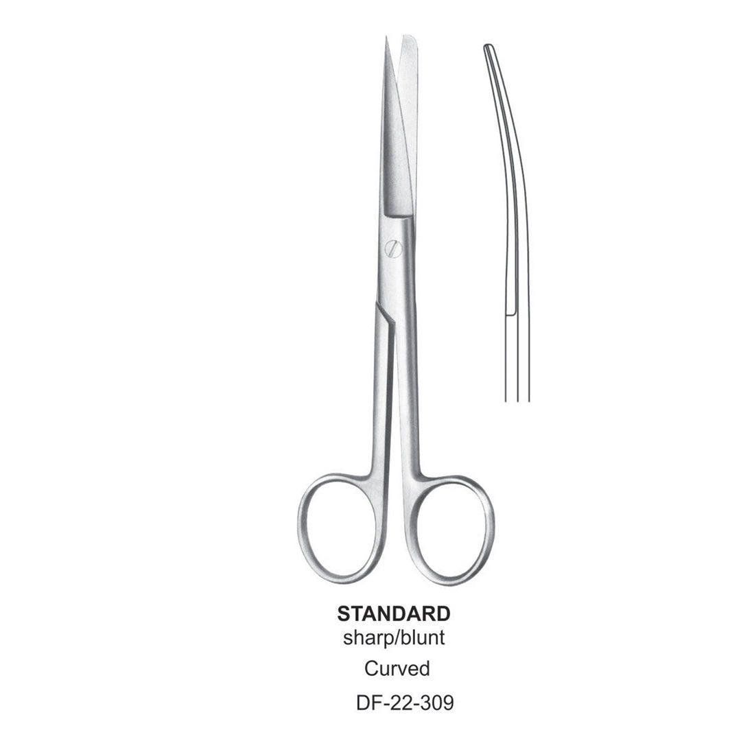 Standard Operating Scissors, Curved, Sharp-Blunt, 15.5cm  (DF-22-309) by Dr. Frigz