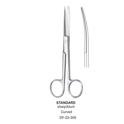 Standard Operating Scissors, Curved, Sharp-Blunt, 15.5cm  (DF-22-309) by Dr. Frigz