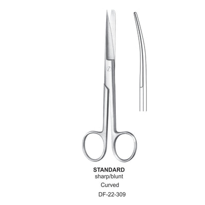 Standard Operating Scissors, Curved, Sharp-Blunt, 15.5cm (DF-22-309)