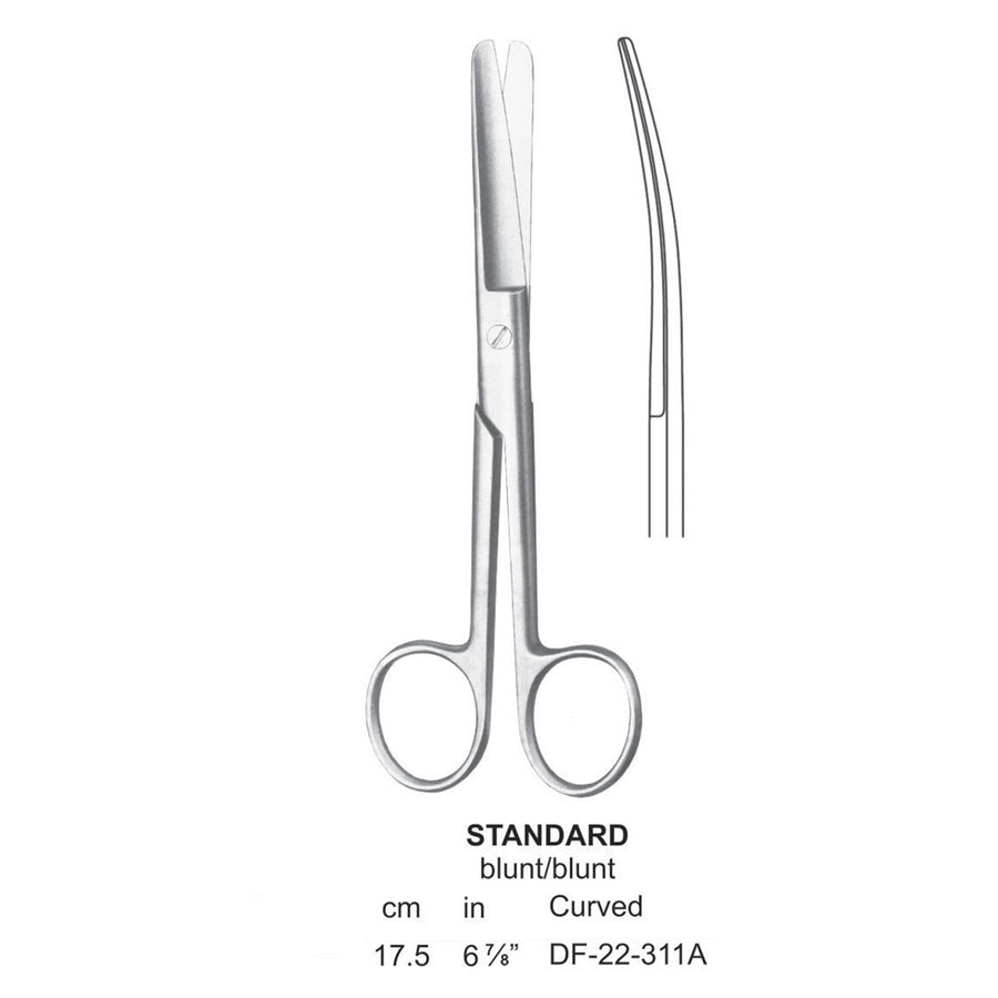 Standard Operating Scissors, Curved, Blunt-Blunt, 17.5cm  (DF-22-311A) by Dr. Frigz