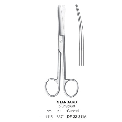 Standard Operating Scissors, Curved, Blunt-Blunt, 17.5cm  (DF-22-311A) by Dr. Frigz