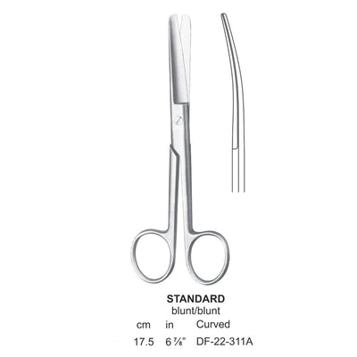 Standard Operating Scissors, Curved, Blunt-Blunt, 17.5cm (DF-22-311A)