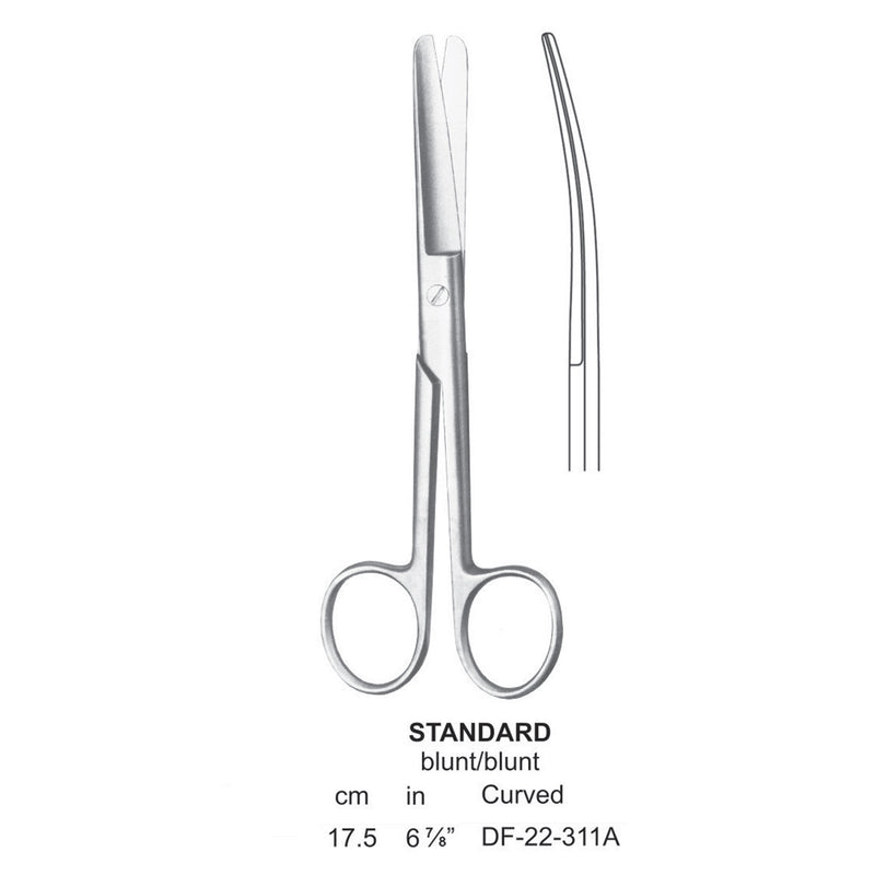 Standard Operating Scissors, Curved, Blunt-Blunt, 17.5cm  (DF-22-311A) by Dr. Frigz
