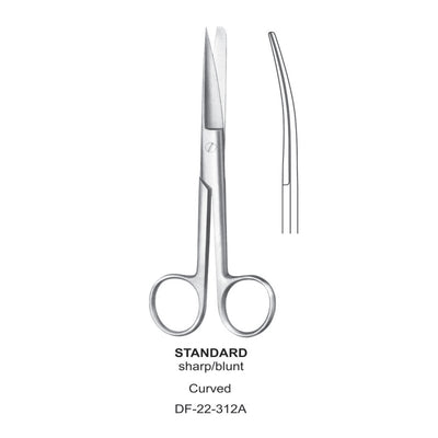 Standard Operating Scissors, Curved, Sharp-Blunt, 17.5cm (DF-22-312A)