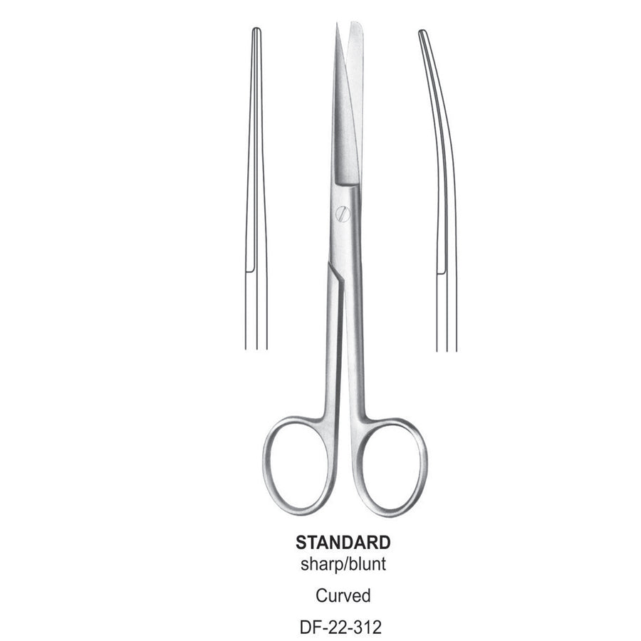 Standard Operating Scissors, Curved, Sharp-Blunt, 16.5cm  (DF-22-312) by Dr. Frigz