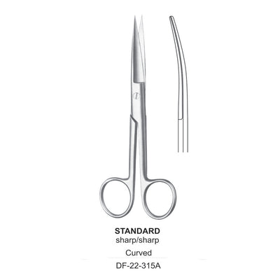 Standard Operating Scissors, Curved, Sharp-Sharp, 18.5cm  (DF-22-315A) by Dr. Frigz
