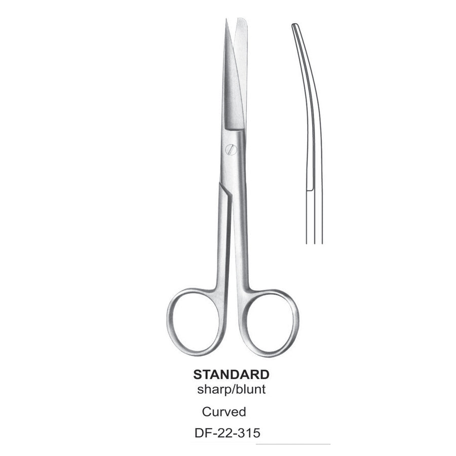 Standard Operating Scissors, Curved, Sharp-Blunt, 18.5cm  (DF-22-315) by Dr. Frigz