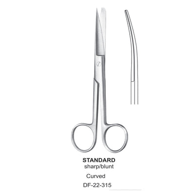 Standard Operating Scissors, Curved, Sharp-Blunt, 18.5cm (DF-22-315)