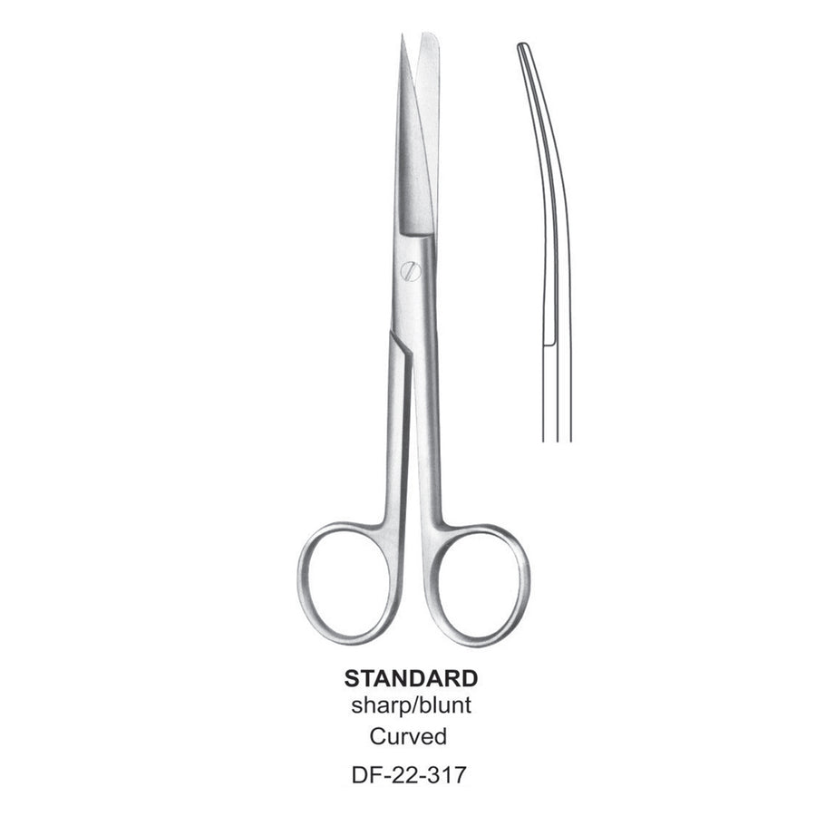 Standard Operating Scissors, Curved, Sharp-Blunt, 20cm  (DF-22-317) by Dr. Frigz