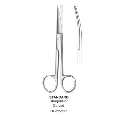 Standard Operating Scissors, Curved, Sharp-Blunt, 20cm (DF-22-317)