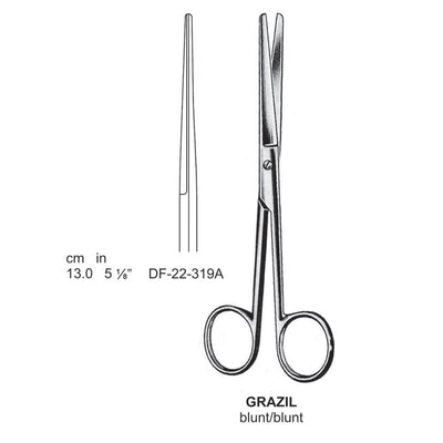 Grazil Operating Scissors, Straight, Blunt-Blunt, 13cm  (DF-22-319A) by Dr. Frigz
