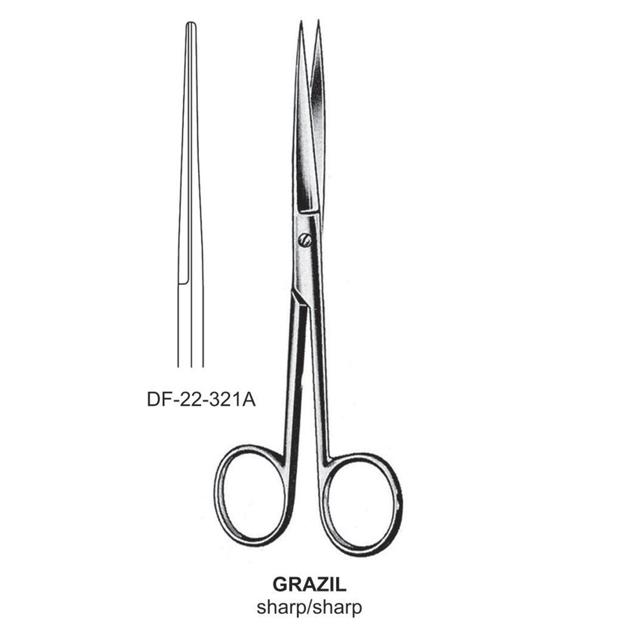 Grazil Operating Scissors, Straight, Sharp-Sharp, 13cm  (DF-22-321A) by Dr. Frigz