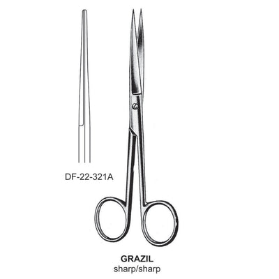 Grazil Operating Scissors, Straight, Sharp-Sharp, 13cm  (DF-22-321A)