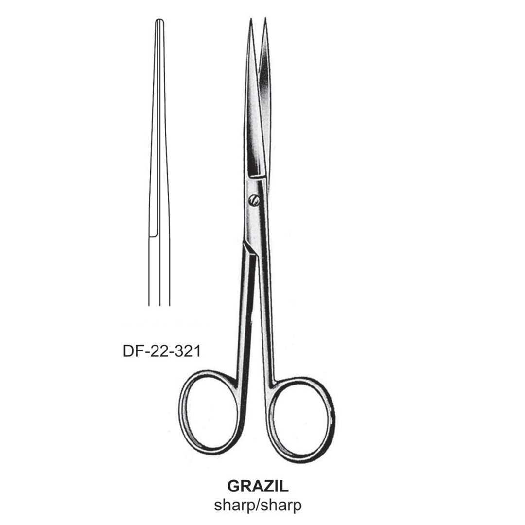 Grazil Operating Scissors, Straight, Sharp-Sharp, 14.5cm  (DF-22-321) by Dr. Frigz