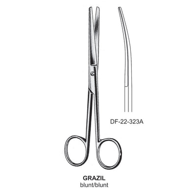 Grazil Operating Scissors, Curved, Blunt-Blunt, 13cm  (DF-22-323A)