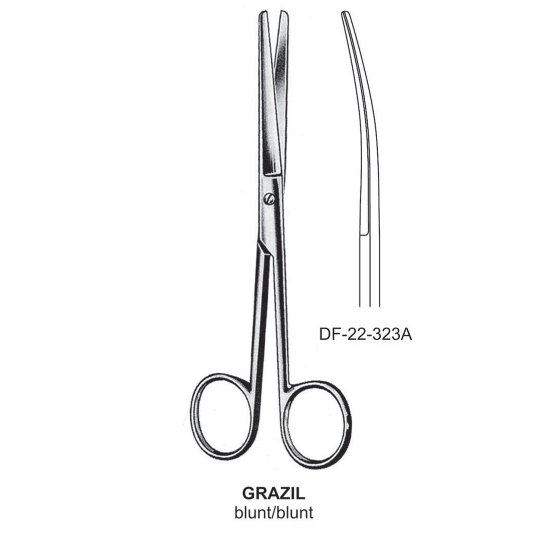 Grazil Operating Scissors, Curved, Blunt-Blunt, 14.5cm  (DF-22-323) by Dr. Frigz